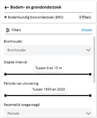 Screenshot van filters van een kaartlaag