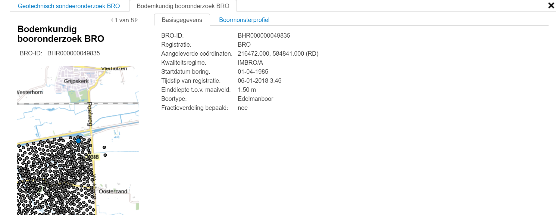 Screenshot van een informatiescherm van een willekeurig object.